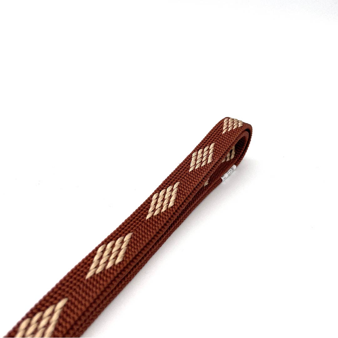 (新古品) 帯締め 正絹 四分紐 濃柿色(こいがきいろ) 五嶋紐 江戸組紐 菱模様 長さ約160cm 幅約1.2cm カジュアル Sランク 茶系 1135002612314