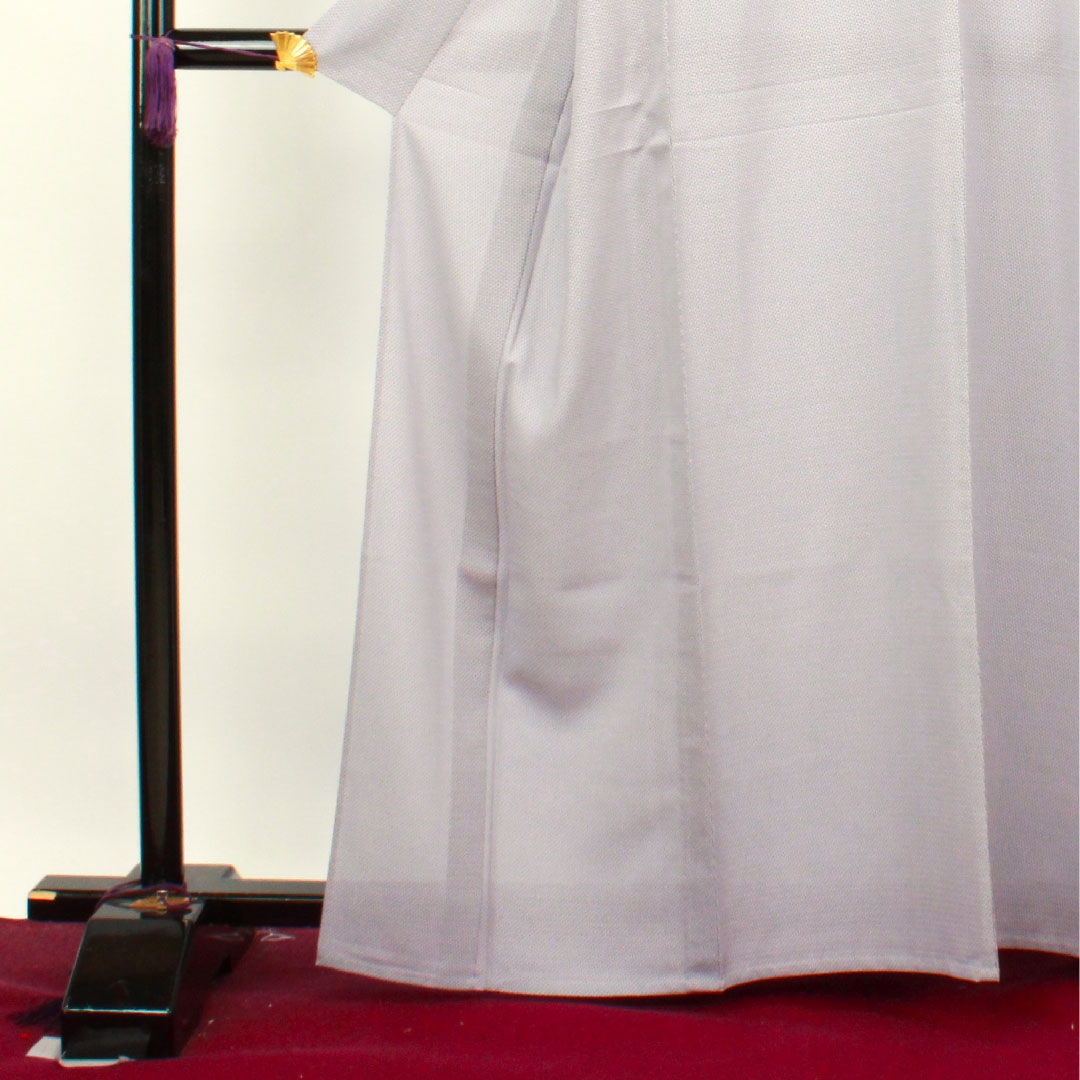 夏物 正絹 小紋 身丈163cm 裄丈66.5cm 白梅色(しらうめいろ) 五嶋紐監修 絽ちりめん 鱗 絽 Sランク 紫系 1132000512420