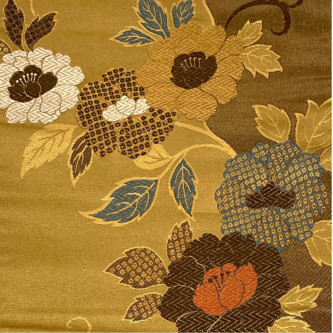 名古屋帯 京袋帯 煙草色 草花模様 帯丈362cm ポリ Sランク 六通 セミフォーマル 茶系 1124003292314 開き仕立て