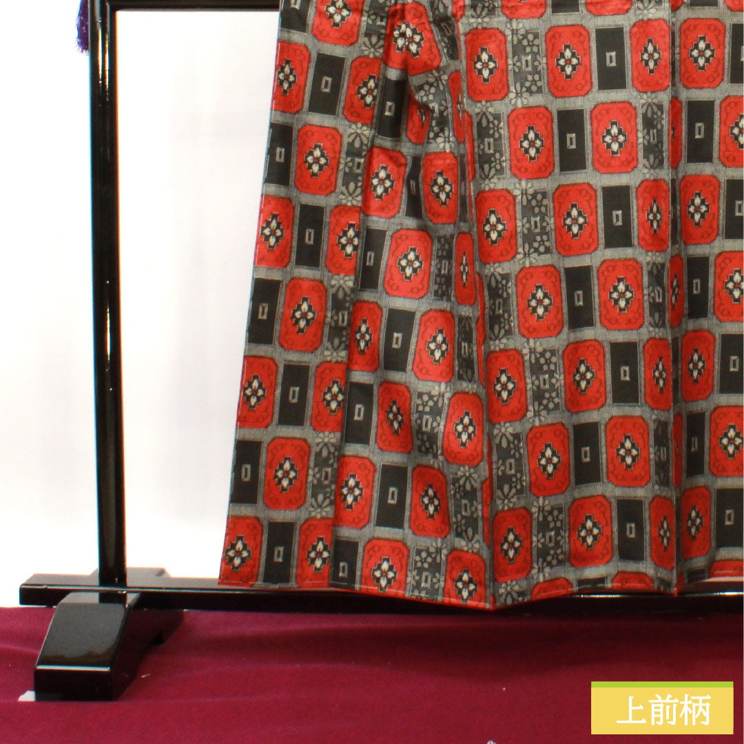 村山大島 正絹 身丈158.5cm 裄丈64.5cm アンサンブル 抽象模様 しつけ糸付き 未使用品 Sランク 袷 黒系 1116003262310