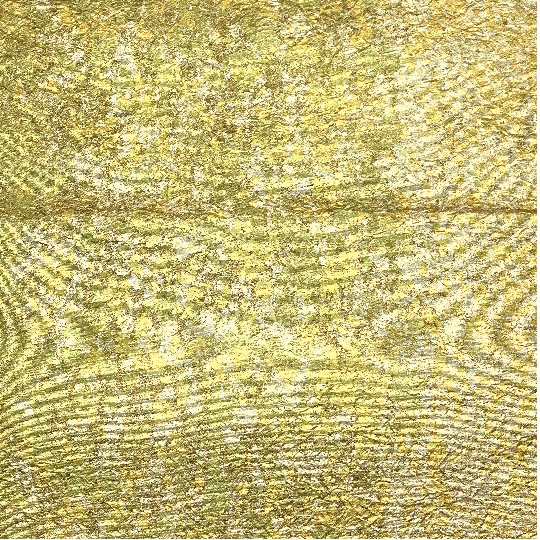 Fukuro Obi (light green obi) Asukaori Tenmoku foil Reversible Geometric pattern Length 432cm Pure silk A rank Six-way Semi-formal Gold 1123008033321