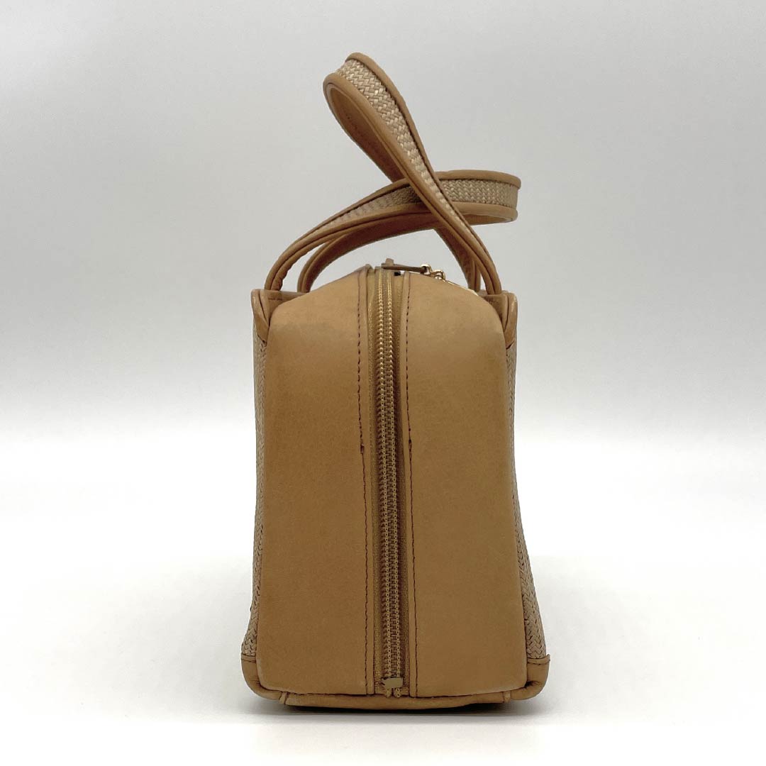 Casual Japanese style bag, plum brown, cowhide, Rikyu bag, wickerwork, brown, S rank, 113900047214