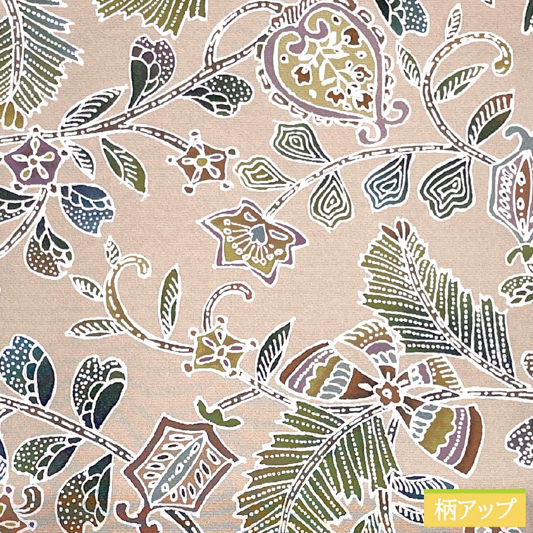 名古屋帯 正絹 Aランク 翁茶色(おきなちゃいろ) 型染 更紗文様 帯丈376cm ポイント柄 カジュアル ピンク系 1124010453313 開き仕立て