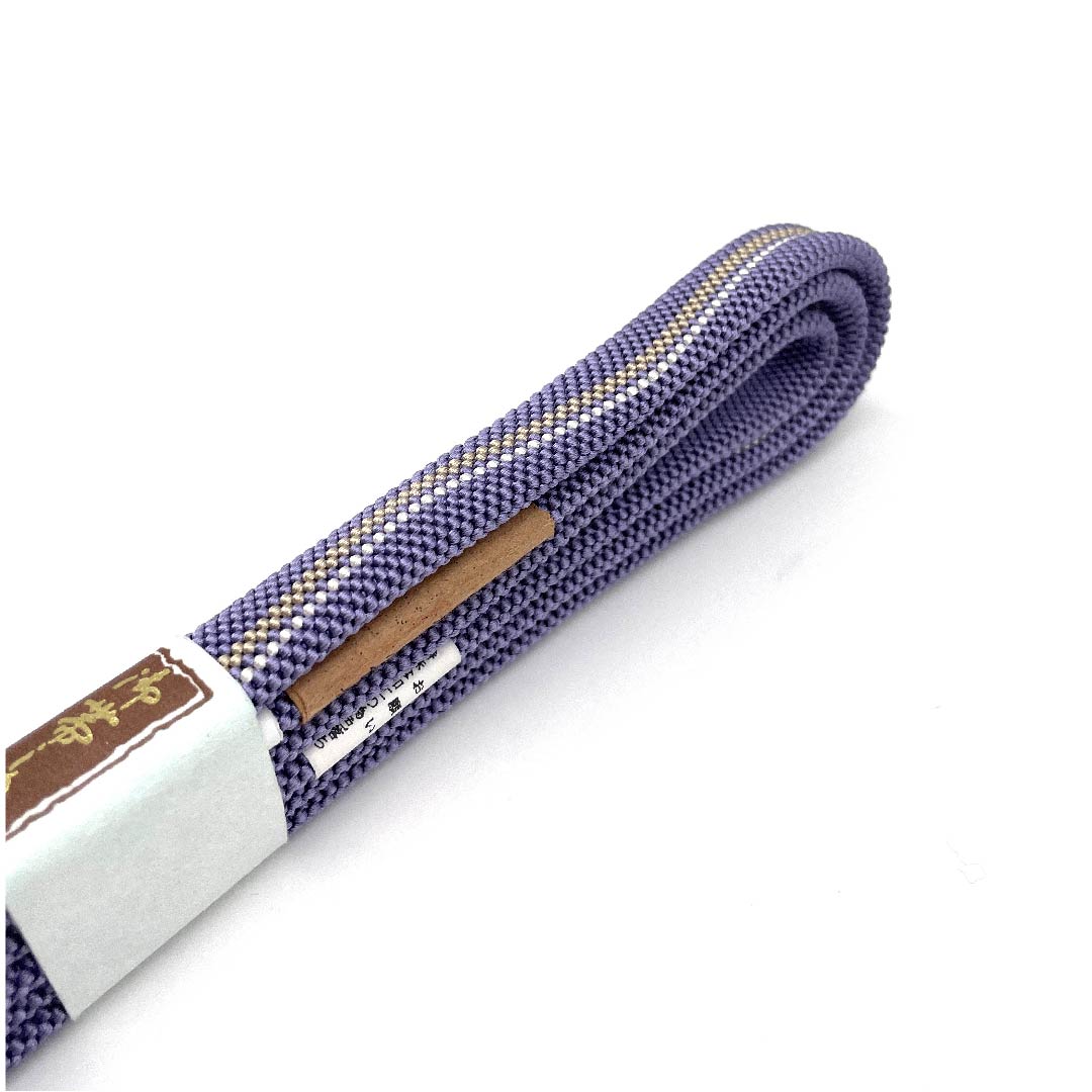 (新古品) 帯締め 正絹 四分紐 藤鳩羽色(ふじはとばいろ) 組紐工房 綺彩 夢むすび 長さ約162cm 幅約1.2cm カジュアル Sランク 紫系 1135002652320