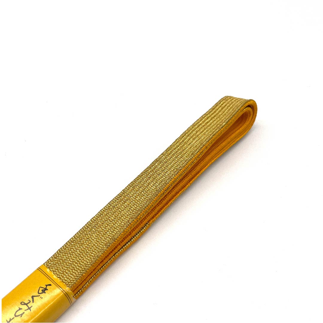 (新古品) 帯締め 正絹 四分紐 桔黄色(チューホワンいろ) 手組紐 新古品 長さ約162cm 幅約1.7cm セミフォーマル Sランク 黄系 1135002602323