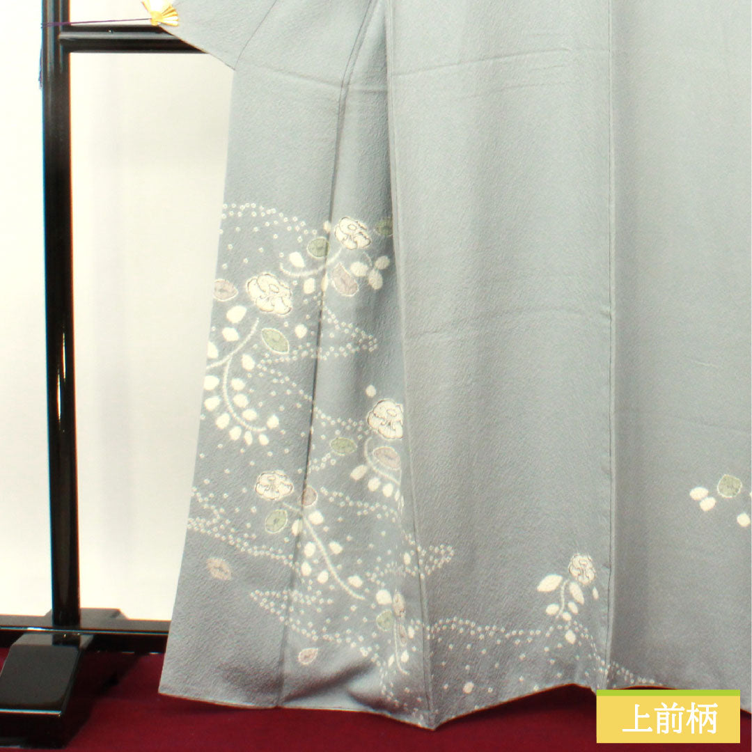 訪問着 正絹 袷 身丈165.5cm 裄丈67cm 空色鼠色(そらいろねずいろ) 辻ヶ花 あやめガード加工 Sランク 青系 1112004732517