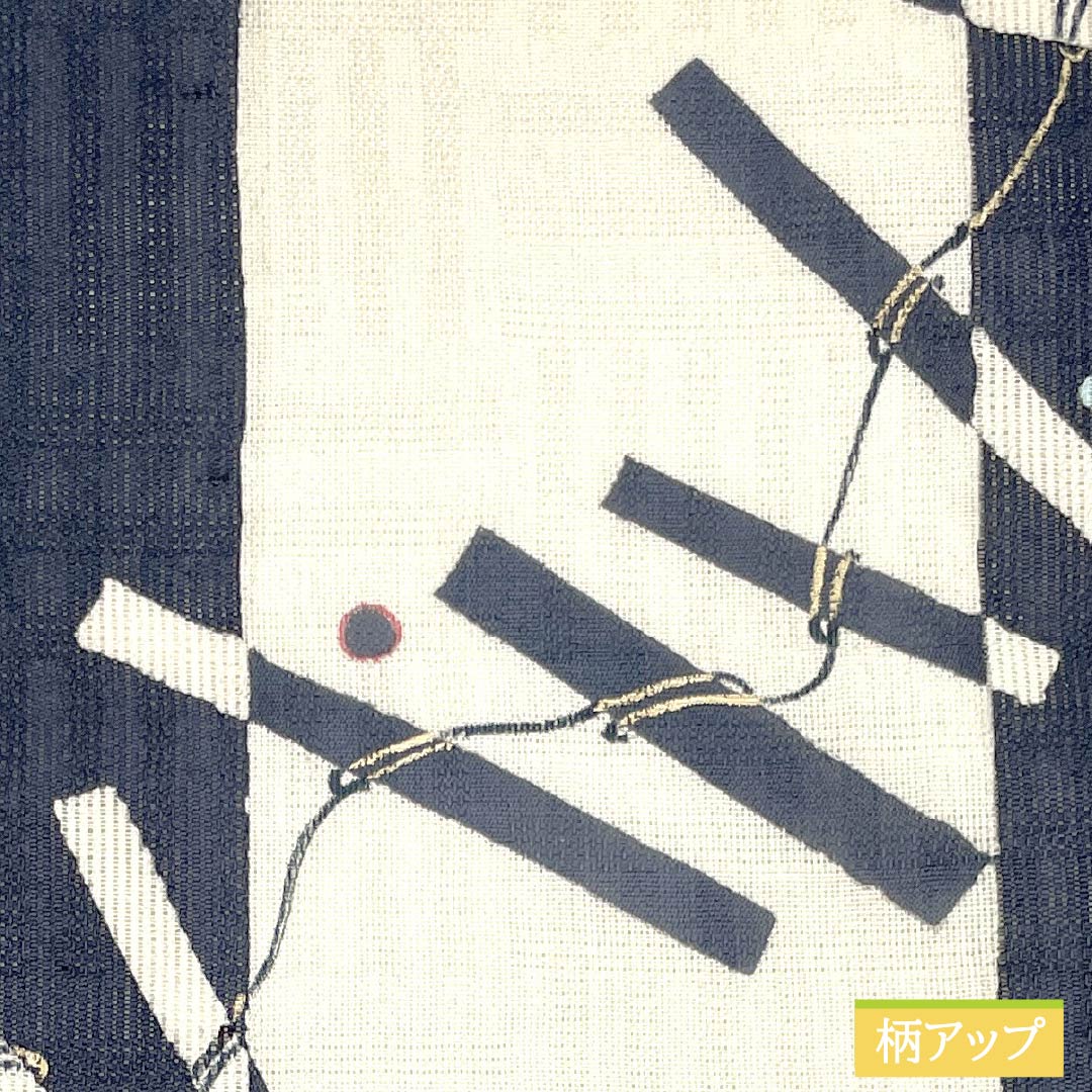 名古屋帯 正絹 紺滅色(こんけしいろ) 染め帯 抽象模様 夏帯 帯丈374cm Aランク ポイント柄 カジュアル 青系 1124006793317 開き仕立て