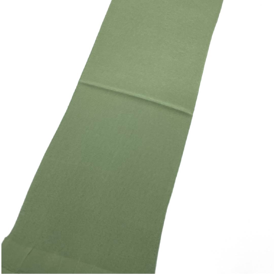 (New old stock) Formal obiage, pure silk, ura-iro (back leaf color), crepe, plain, for furisode, length 164cm, width 27.5cm, S rank, green, 1136000052919