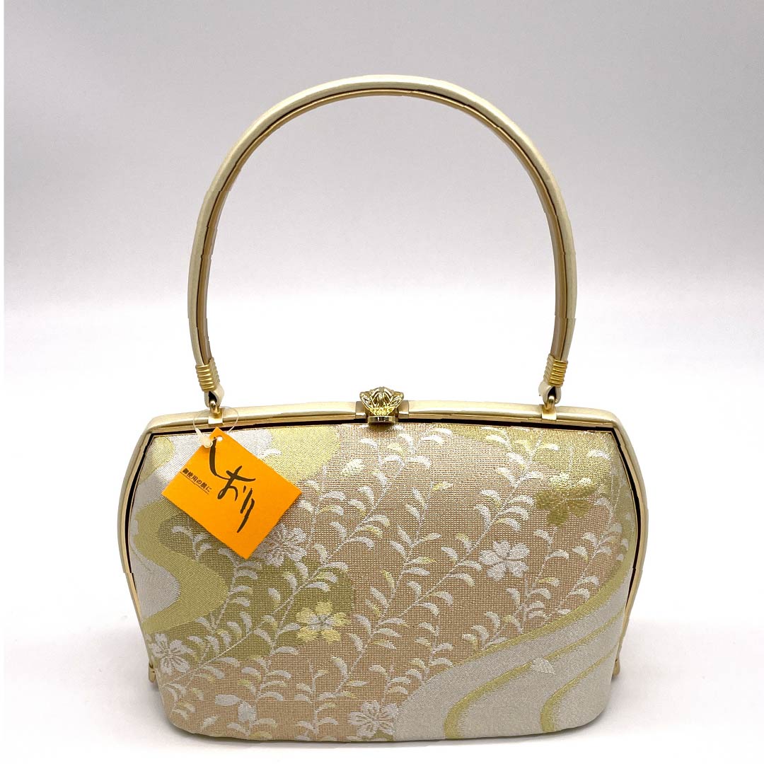 (新古品)草履バックセット フォーマル 金色(きんいろ) 未使用品 古典柄 花柄 Lサイズ 金系 Sランク 1133000232421