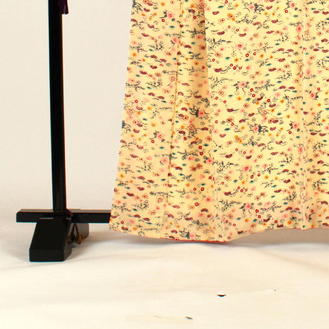 小紋 身丈162.5cm 裄丈65.5cm 袷 松竹梅 正絹 Sランク クリーム系 1115001182315