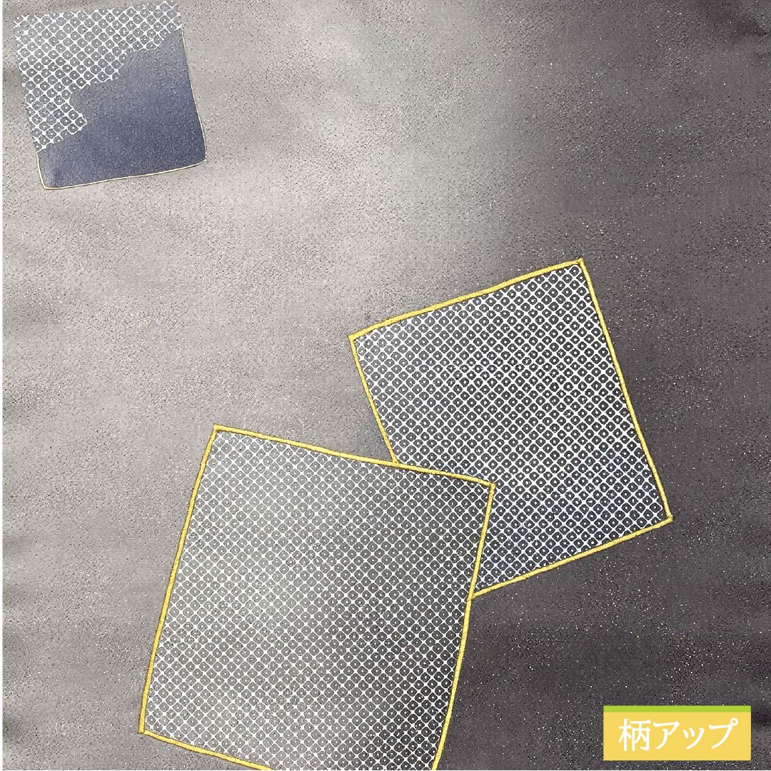 袋帯 正絹 薄鼠色(うすねずいろ) 西陣織 四角模様 疋田 ラメ 帯丈460cm Sランク ポイント柄 セミフォーマル グレー系 1123012632422