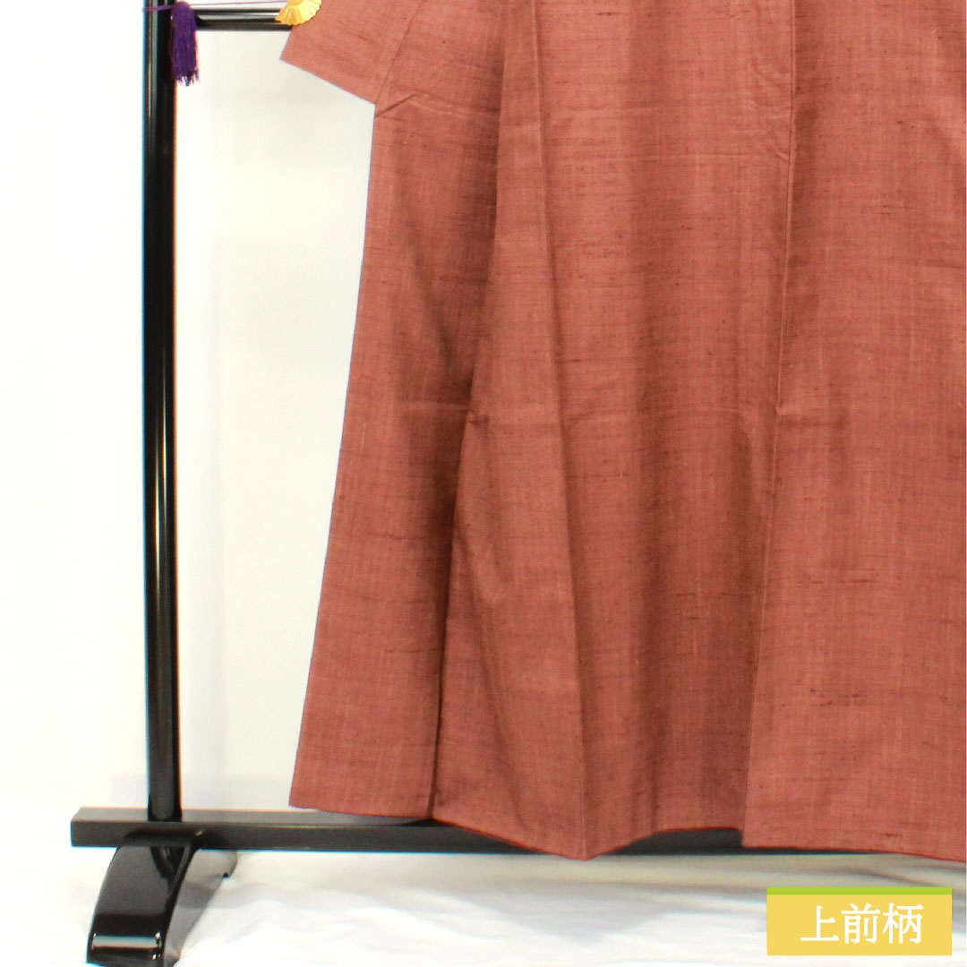 色無地 正絹 身丈155cm 裄丈62.5cm 吾亦紅色(われもこういろ) 紬地 素無地 袷 Sランク 茶系 1114002072314