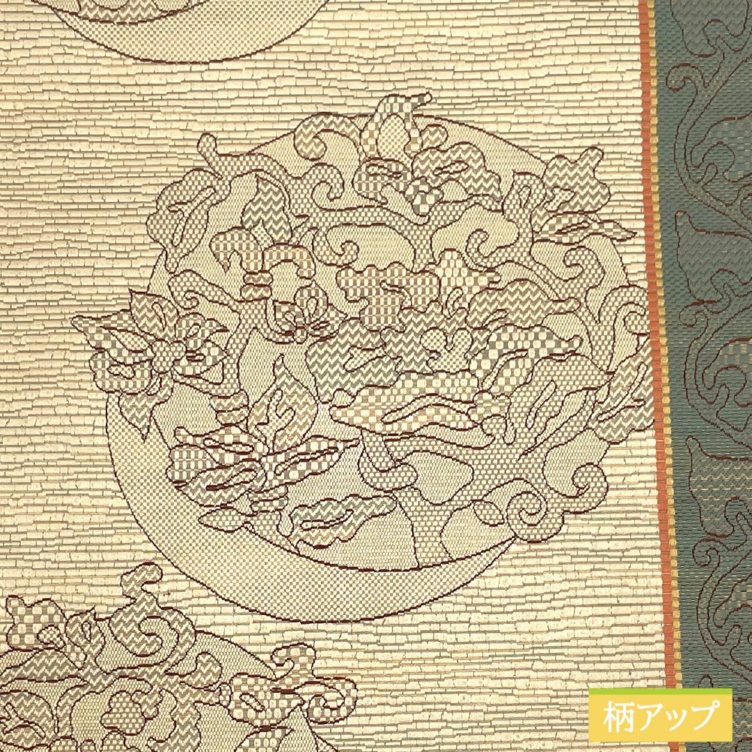 Nagoya obi, Tokyo white-brown, abstract floral pattern, obi length 350cm, pure silk, S rank, six-pass, casual, beige, 1124008012325, Nagoya-made