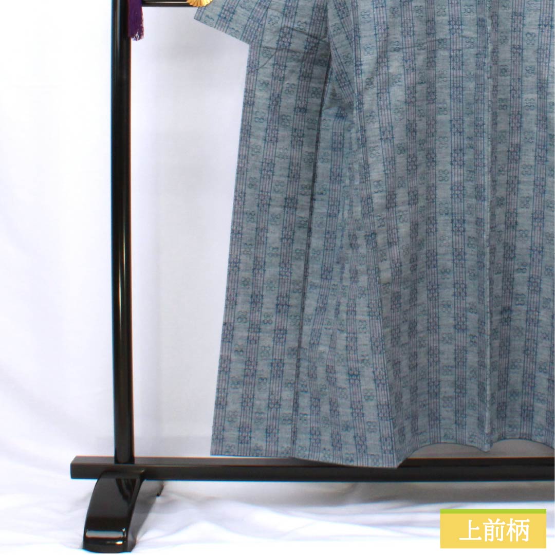 紬 正絹 身丈153cm 裄丈62cm 薄鈍色(うすにびいろ) 花織 Aランク 袷 青系 1116003893217
