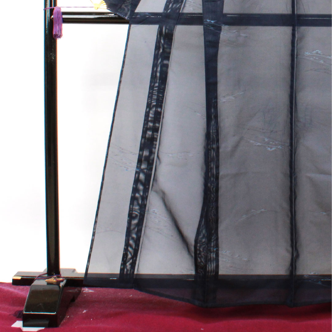 Summer item, pure silk, plain color, length 162.5cm, sleeve length 63.5cm, dark blue, abstract pattern, gauze, rank S, navy, 1132001172418