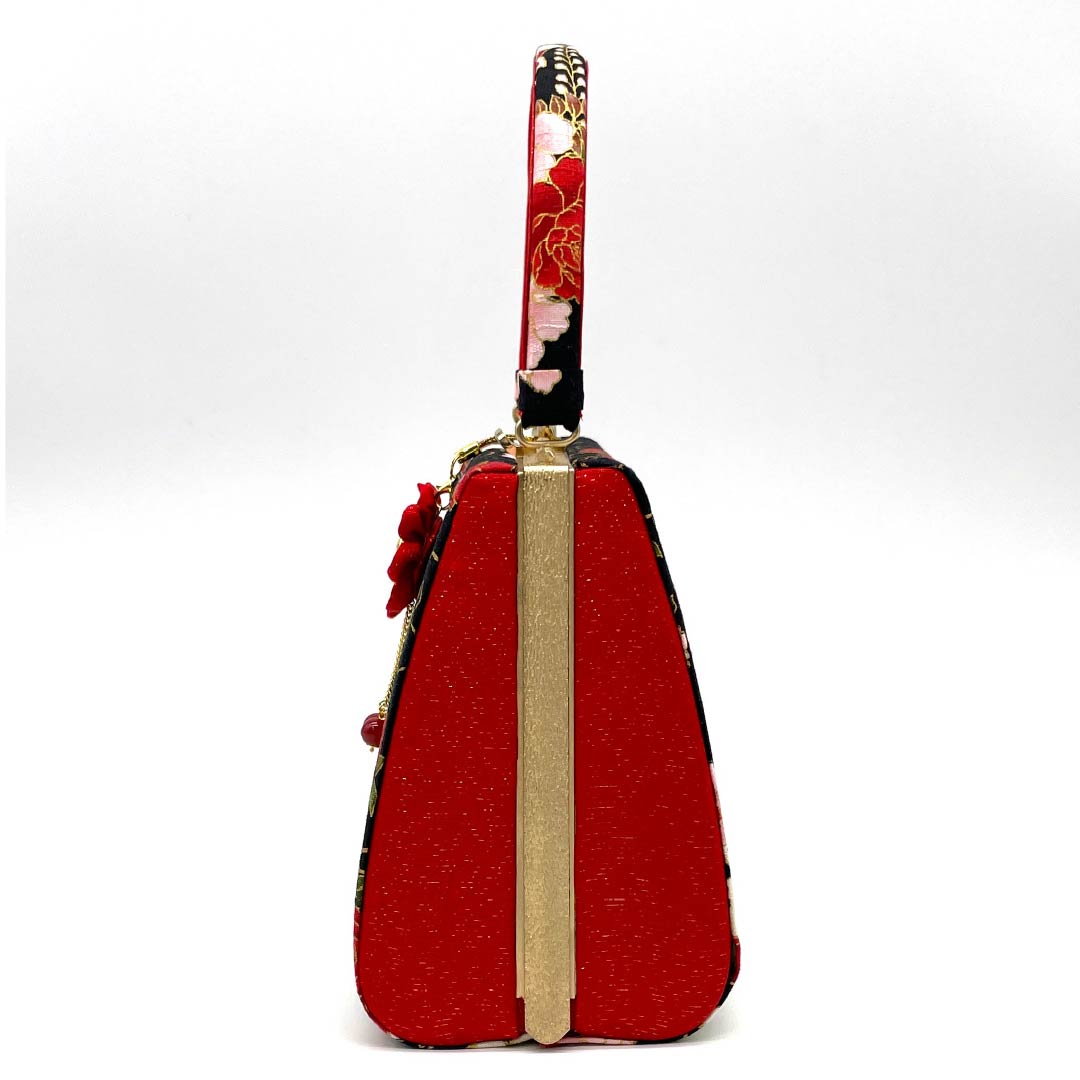 和装バック カジュアル 黒色(くろいろ) 花柄 狐 動物柄 黒系 NEWランク 113900031110