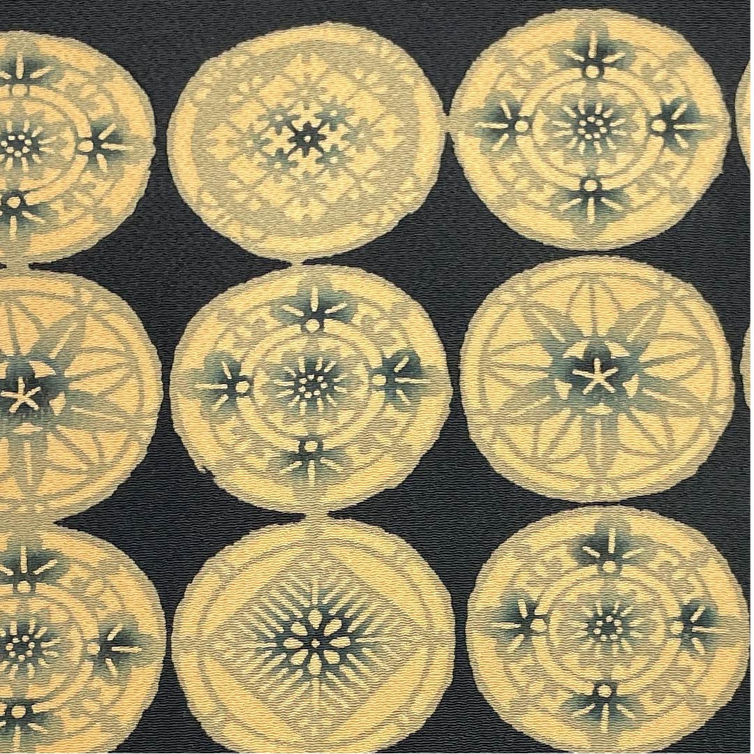 名古屋帯 黒色 草木染 抽象模様 帯丈373cm 正絹 美品 ポイント柄 カジュアル 黒系 1124004032310 名古屋仕立て