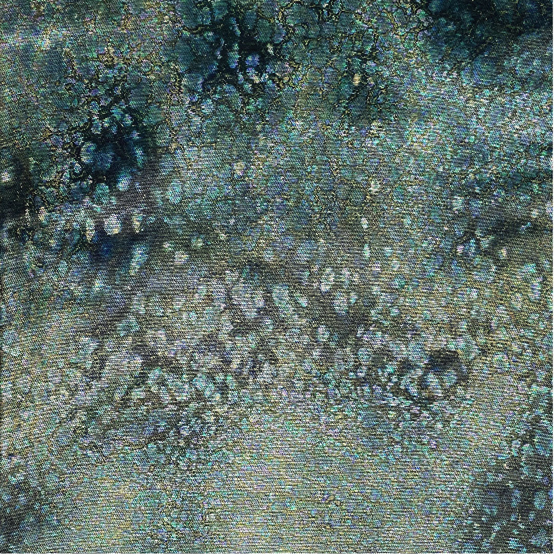 袋帯 曜変天目箔 引箔 抽象模様 帯丈422cm 正絹 Aランク 六通 セミフォーマル 青系 1123004483317