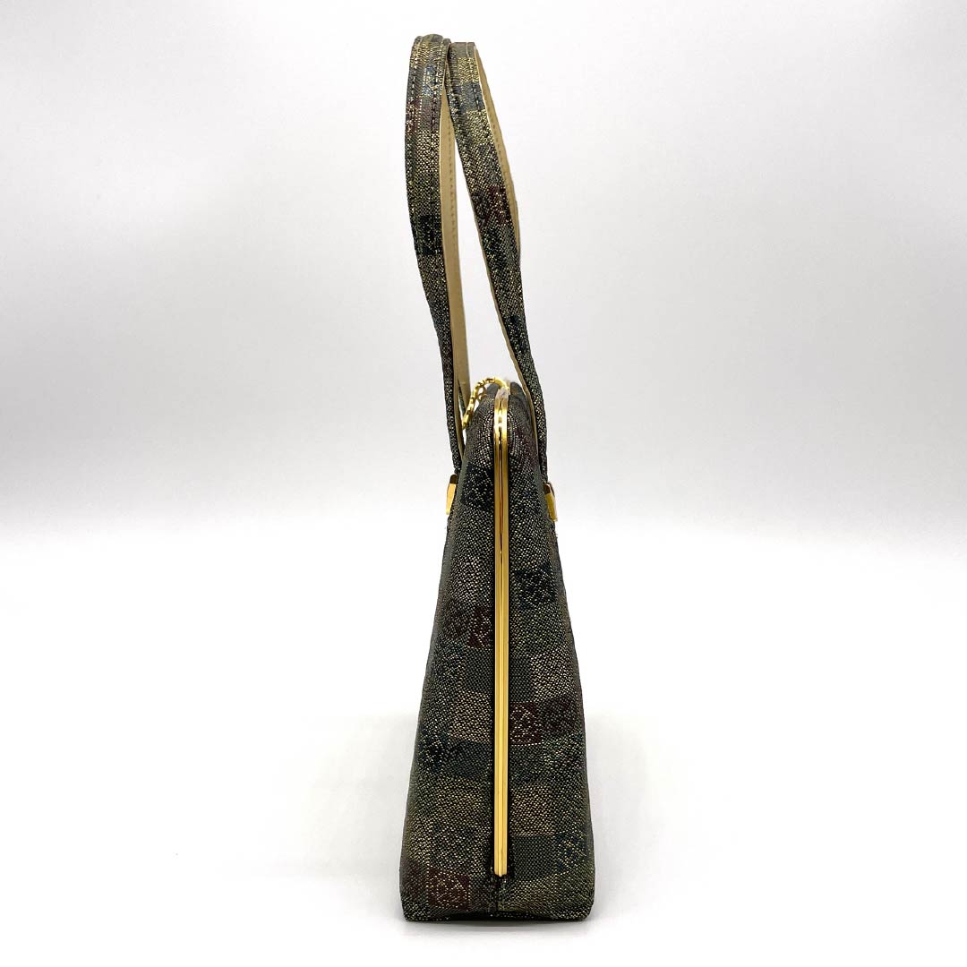 和装バック フォーマル 鈍色(にびいろ) 留袖用 市松模様 古典柄 緑系 Sランク 113900057219