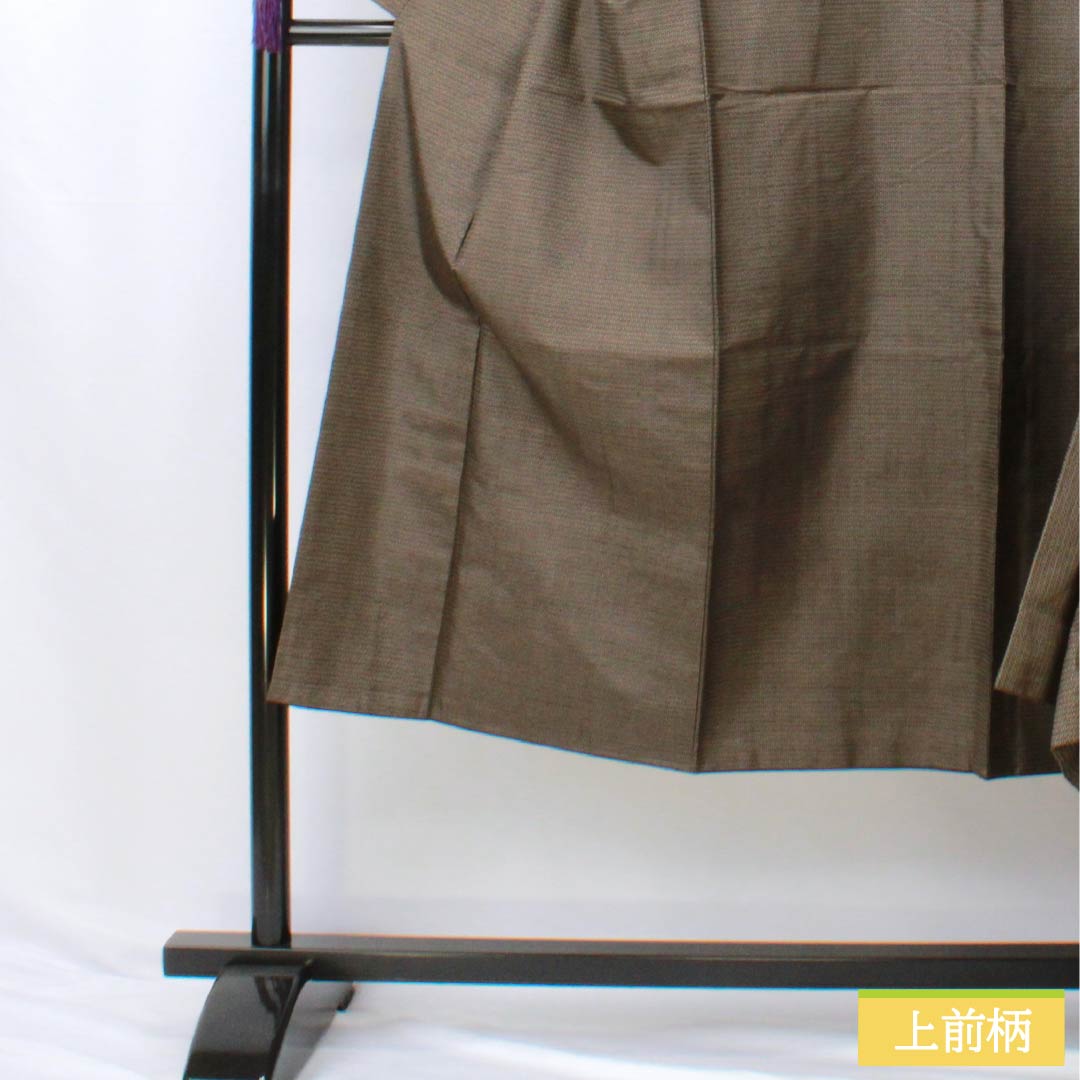 男物 正絹 Sランク 身丈139cm 裄丈68.5cm 落栗色(おちぐりいろ) 大島紬 100亀甲 アンサンブル 袷 茶系 1119001382314