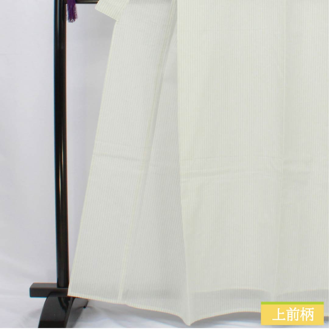 浴衣 木綿 身丈162cm 裄丈70cm Aランク 単衣 白系 卯の花色(うのはないろ) 縞 1118006683411