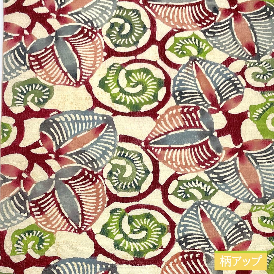 Nagoya obi, natural color (kinariiro), Kyo-Bingata, Aoi, obi length 354cm, pure silk, S rank, six-pass, casual, cream-colored, 1124006942315, Nagoya-made