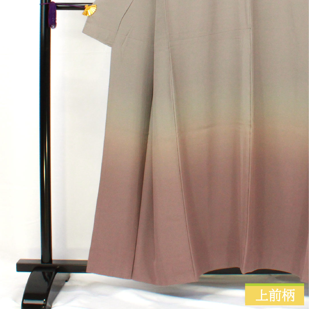 色無地 正絹 身丈156cm 裄丈63cm 錫色(すずいろ) 素無地 ボカシ模様 袷 Sランク グレー系 1114001632322