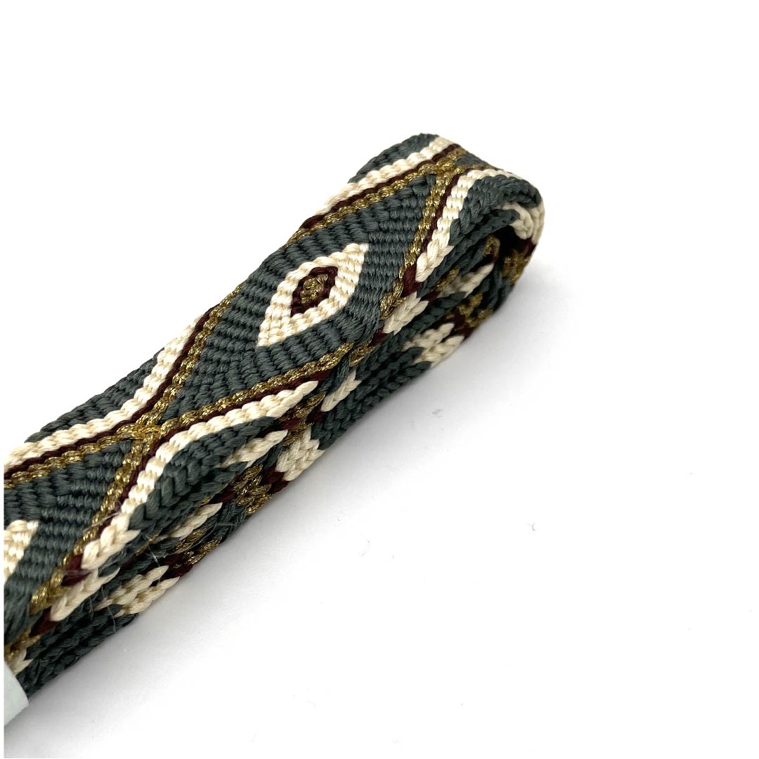 (新古品) 帯締め 正絹 四分紐 錆納戸色(さびなんどいろ) 手組紐 しゃれ心 金属糸使用 長さ約156cm 幅約1.5cm カジュアル Sランク 緑系 1135002762319