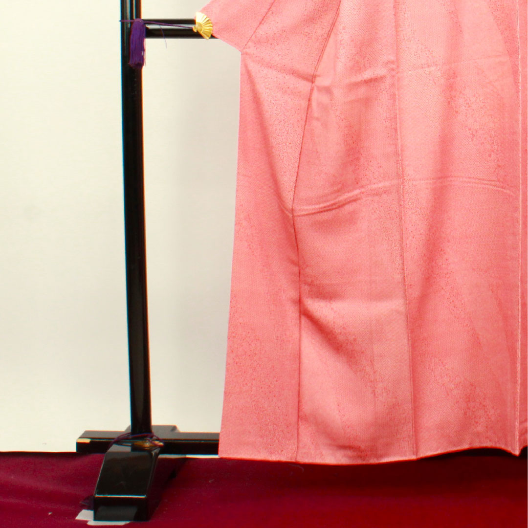 小紋 身丈156cm 裄丈61cm 袷 紅色 江戸小紋 浜ちりめん 正絹 Sランク 赤系 1115002972312