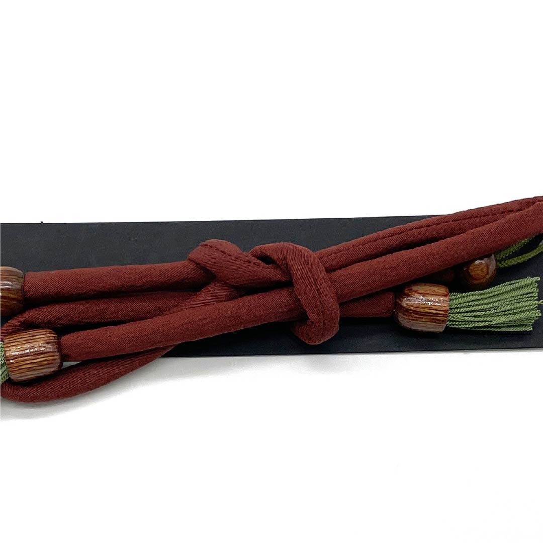 羽織紐 正絹 NEWランク カジュアル 赤銅色(しゃくどういろ) 撚り房 もろ縄結び 蝶結び 丸ぐけ 茶系 1121000111914