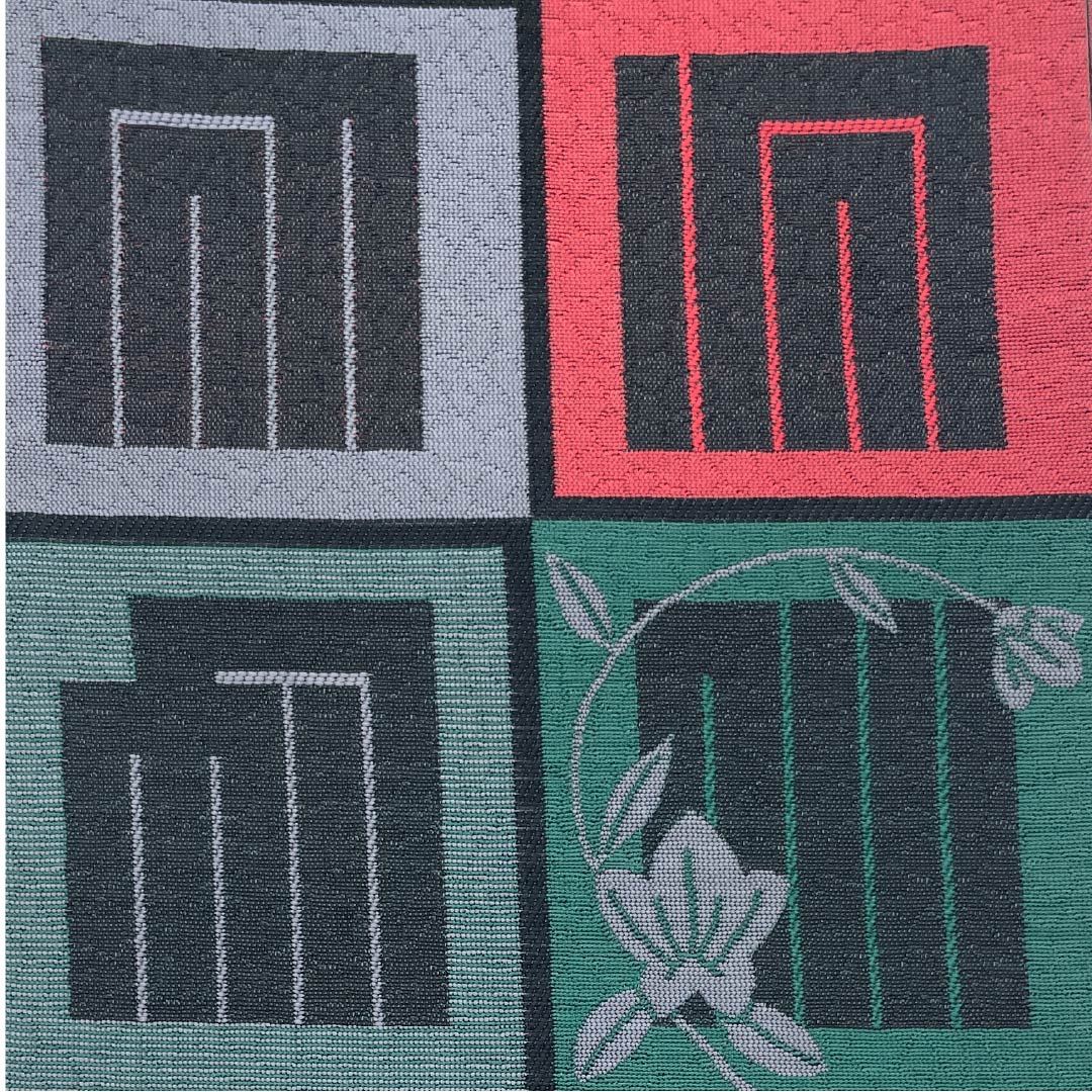 (未仕立)半幅帯 ポリエステル 帯丈386cm 源氏香 花柄 市松模様 古典柄 グラデーション系 Sランク 1125001572399