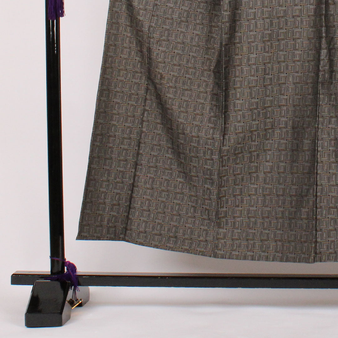 ウール 身丈154.4cm 裄丈63cm 格子柄 ウール Aランク 単衣 黒系 1116000383210