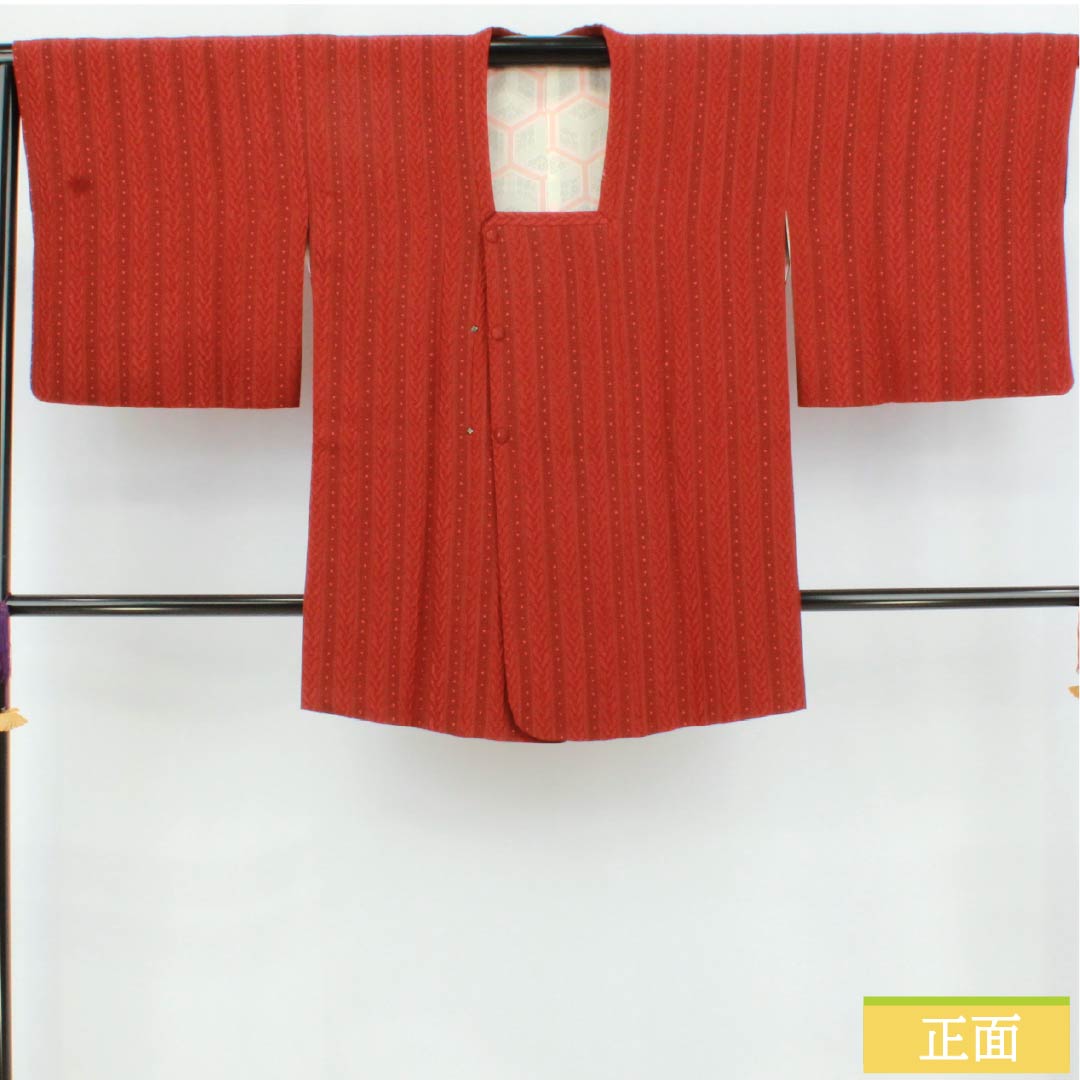 道行コート 正絹 Sランク 身丈81cm 裄丈63.5cm 紅樺色(べにかばいろ) 吉原つなぎ 袷 赤系 1117001202912