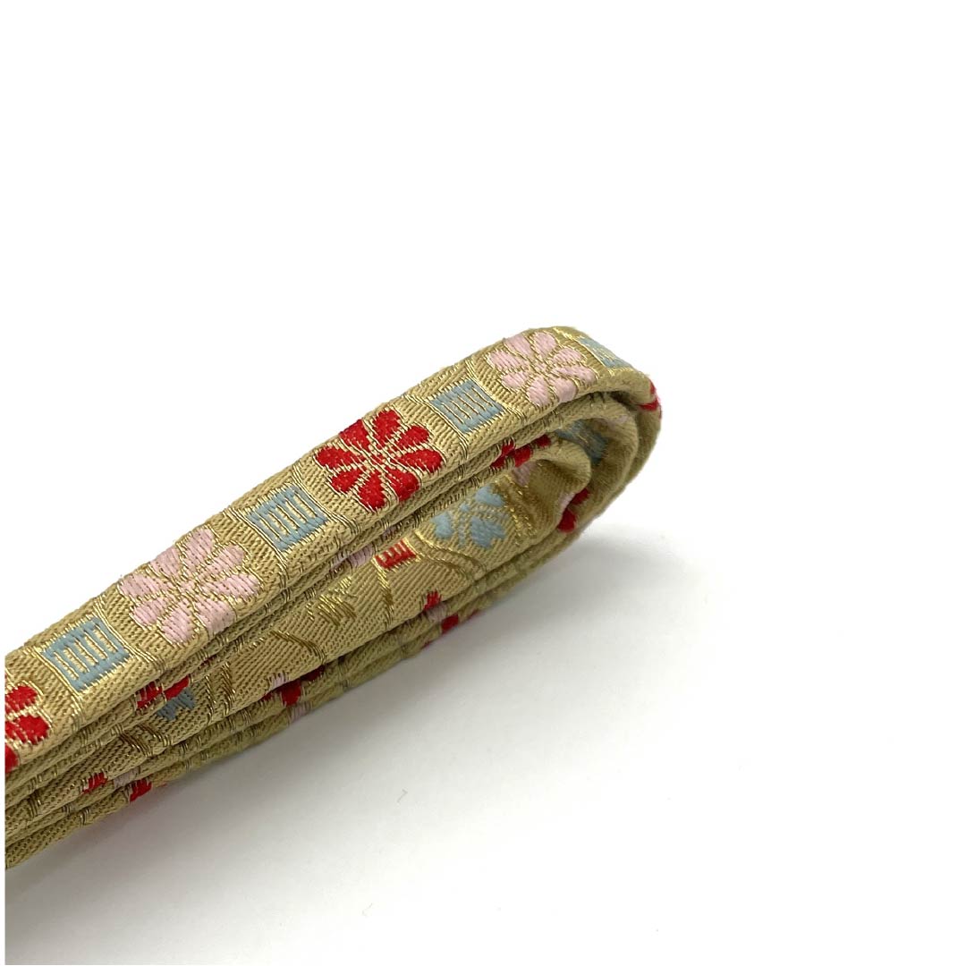 帯締め 正絹 Sランク 三分紐 金色(きんいろ) 花模様 長さ約154cm 幅約1.1cm セミフォーマル 金系 1135003922321