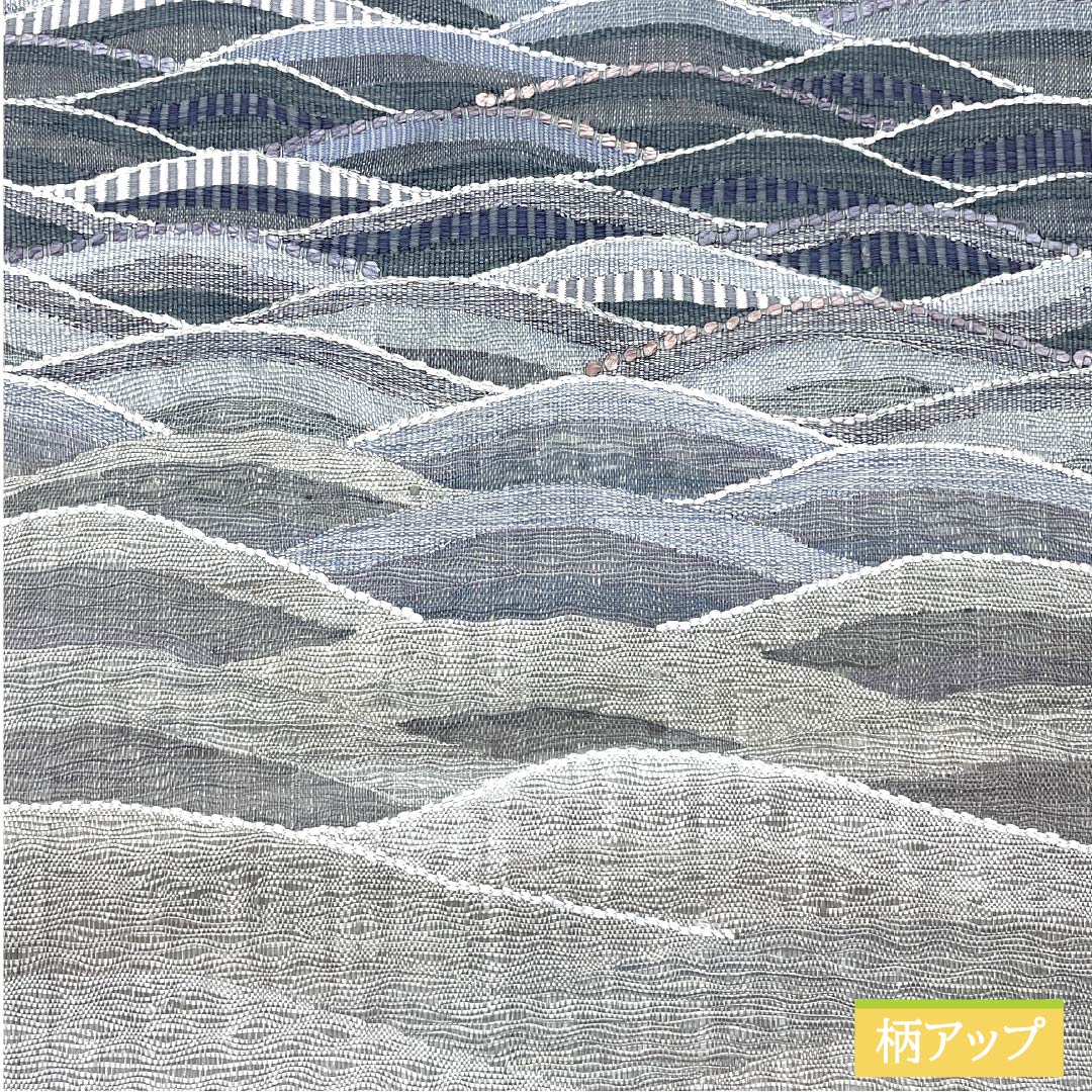 袋帯 正絹 薄鼠色(うすねずいろ) すくい織 波 帯丈452cm Aランク ポイント柄 カジュアル グレー系 1123012413422