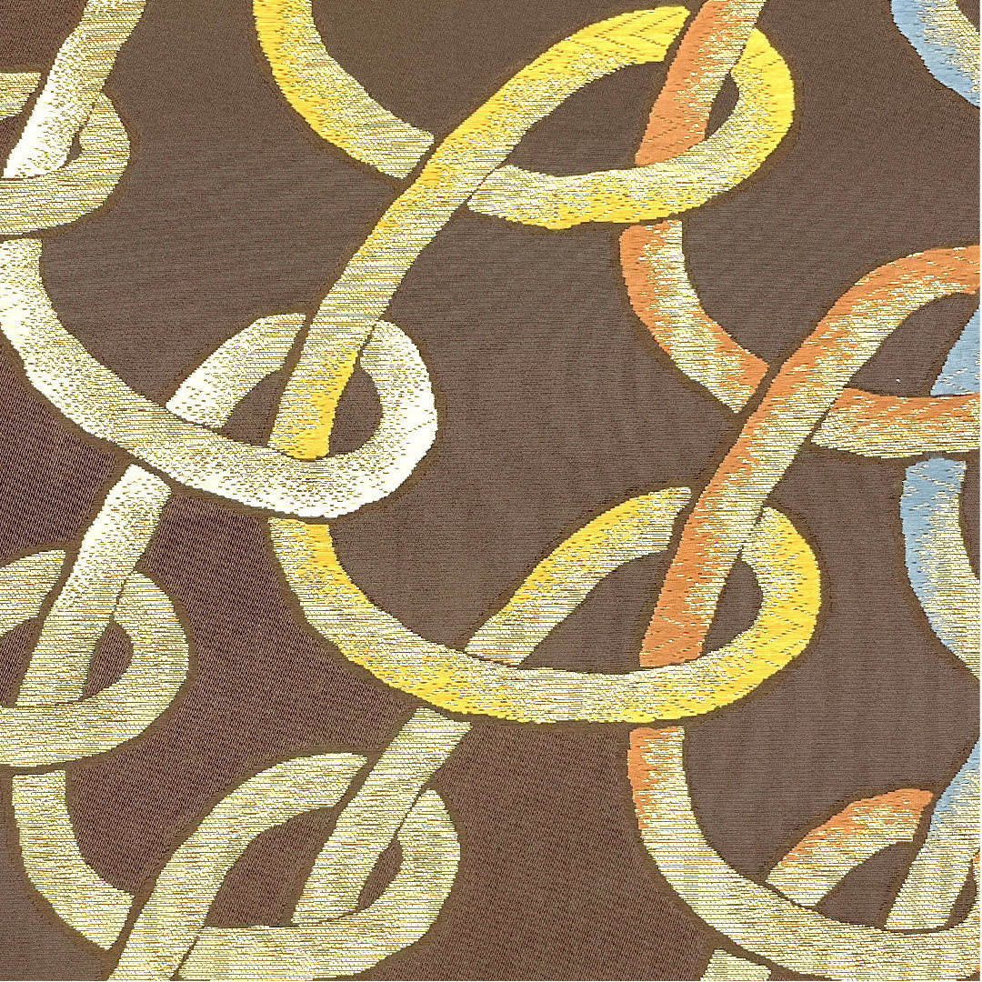 袋帯 輪繋ぎ 帯丈434cm 正絹 Bランク 六通 カジュアル 茶系 1123003884314