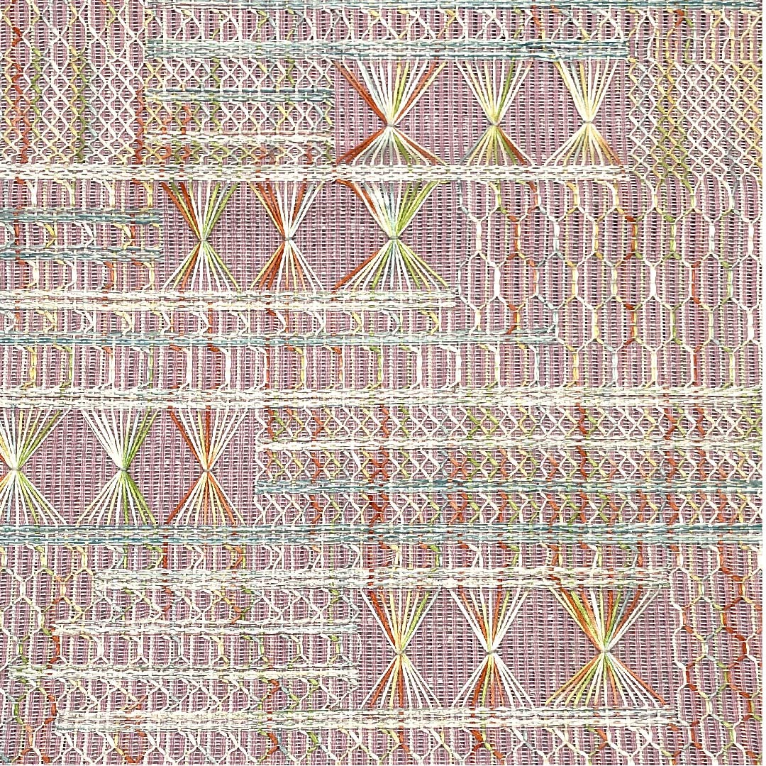 名古屋帯 御所染色 夏帯 紗 抽象模様 帯丈354.5cm 正絹 Sランク 全通 カジュアル ピンク系 1124004282313 松葉仕立て