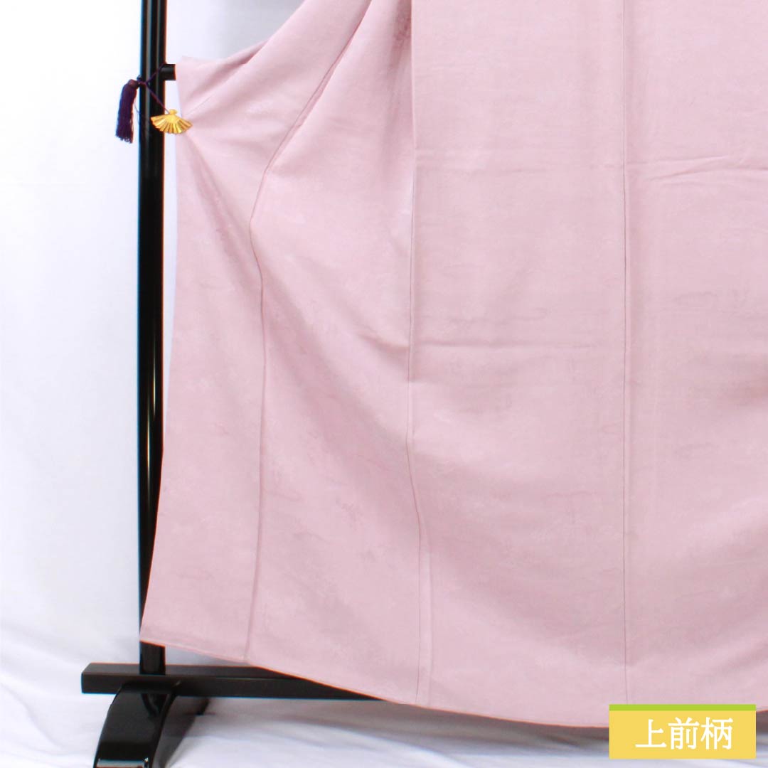 色無地 正絹 Bランク 身丈162.5cm 裄丈67cm 退紅色(あらそめいろ) 一つ紋 中陰五三桐 風景 袷 ピンク系 1114002344413