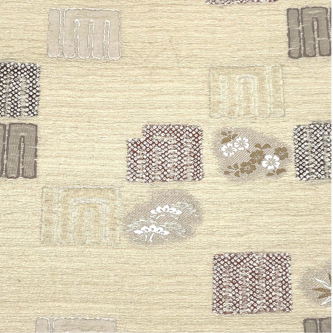 袋帯 生成り色(きなりいろ) 加納幸 源氏香 帯丈437cm 正絹 Sランク 六通 セミフォーマル ベージュ系 1123008612325