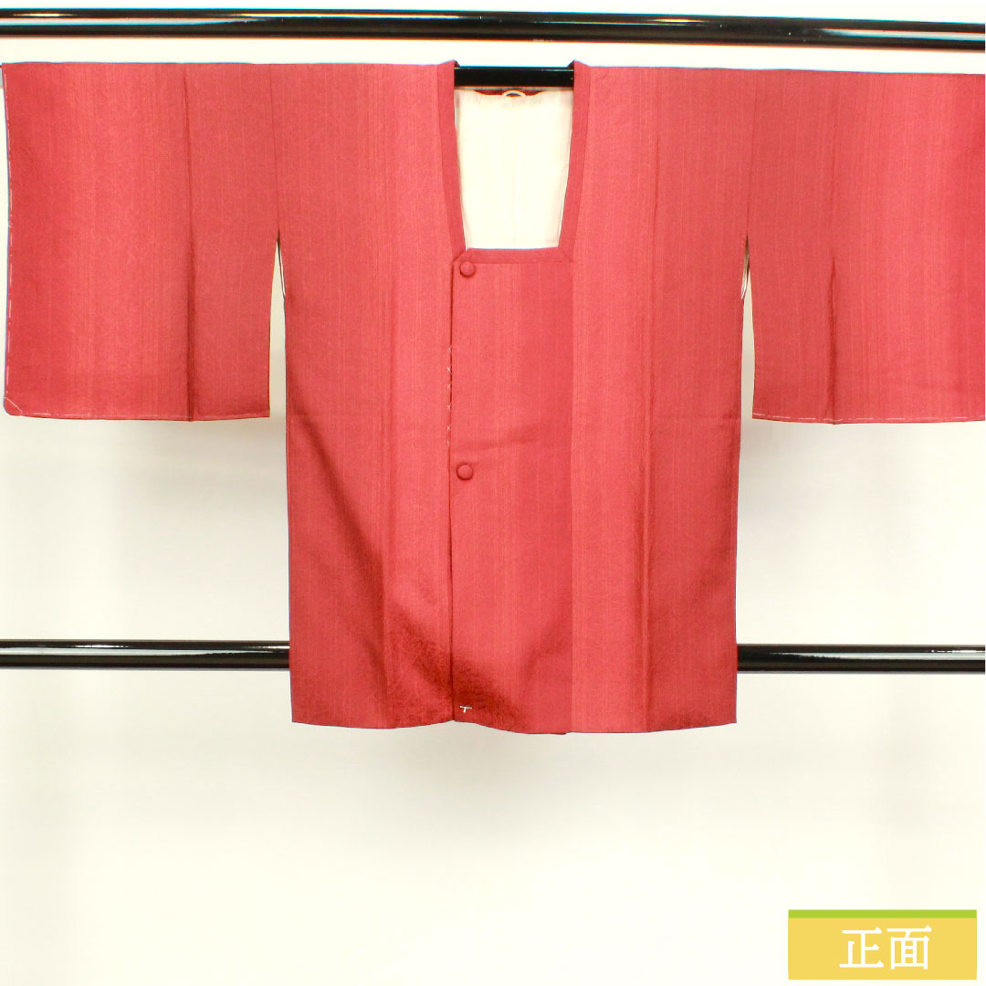 道行コート 正絹 身丈85cm 裄丈67cm 深緋色 抽象模様 Sランク 袷 赤系 1117000812912