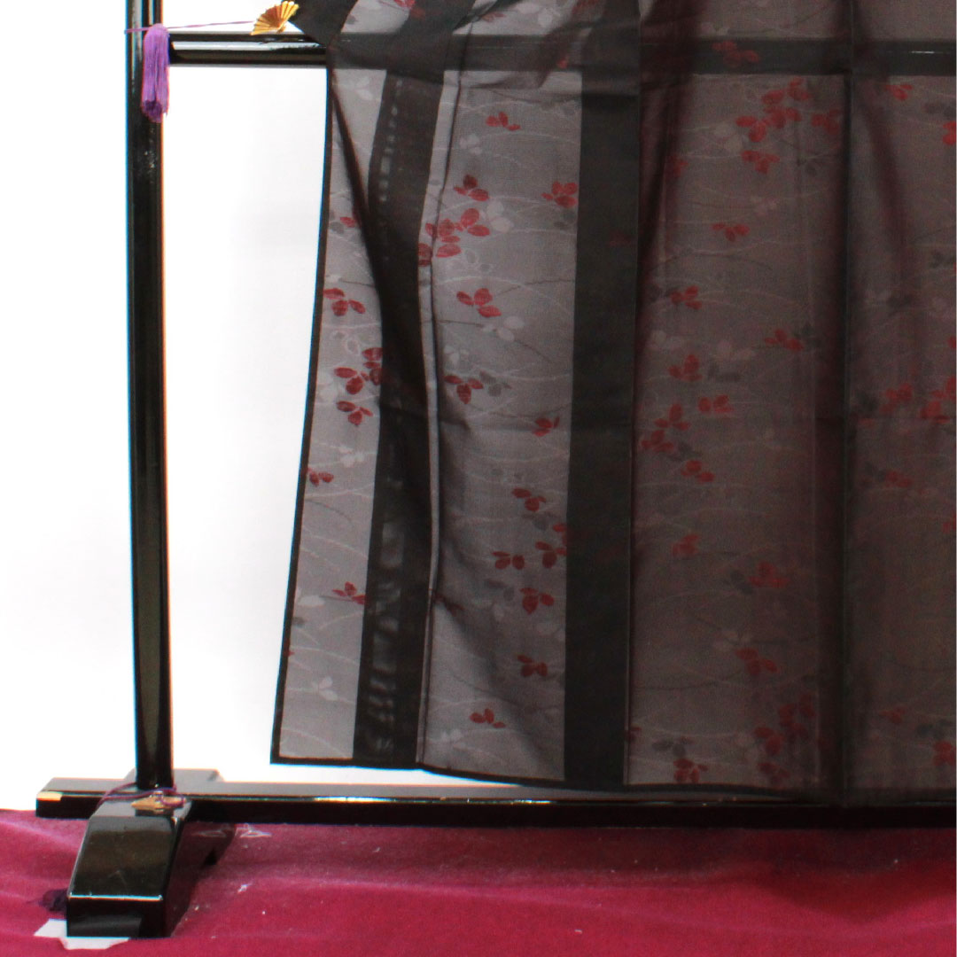 Summer item, pure silk, plain color, length 158cm, sleeve length 62.5cm, abstract pattern, gauze, S rank, red, 1132001192312