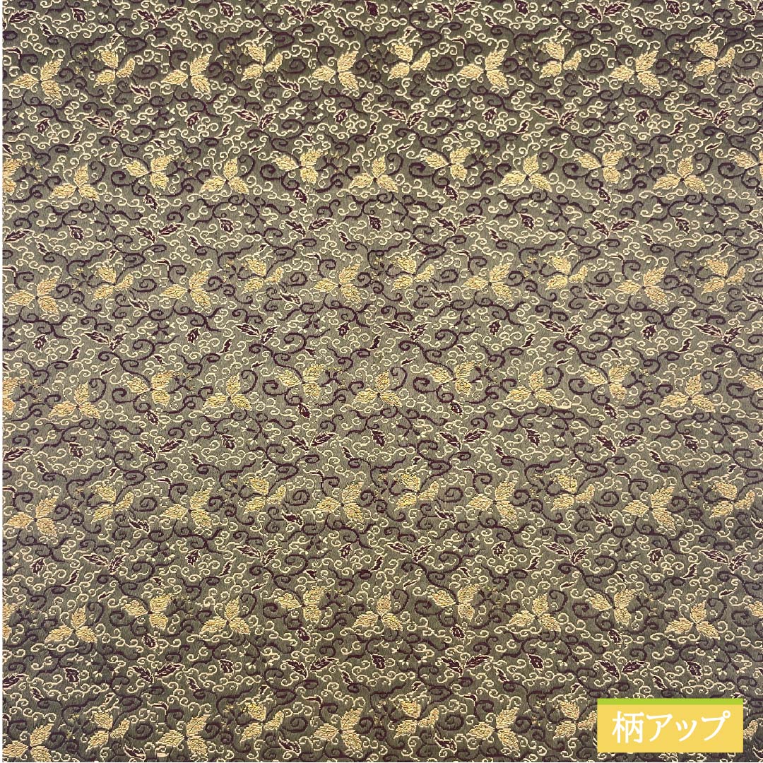 袋帯 正絹 媚茶色(こびちゃいろ) 丸帯 花唐草 帯丈404cm Sランク 全通 カジュアル 緑系 1123012442319