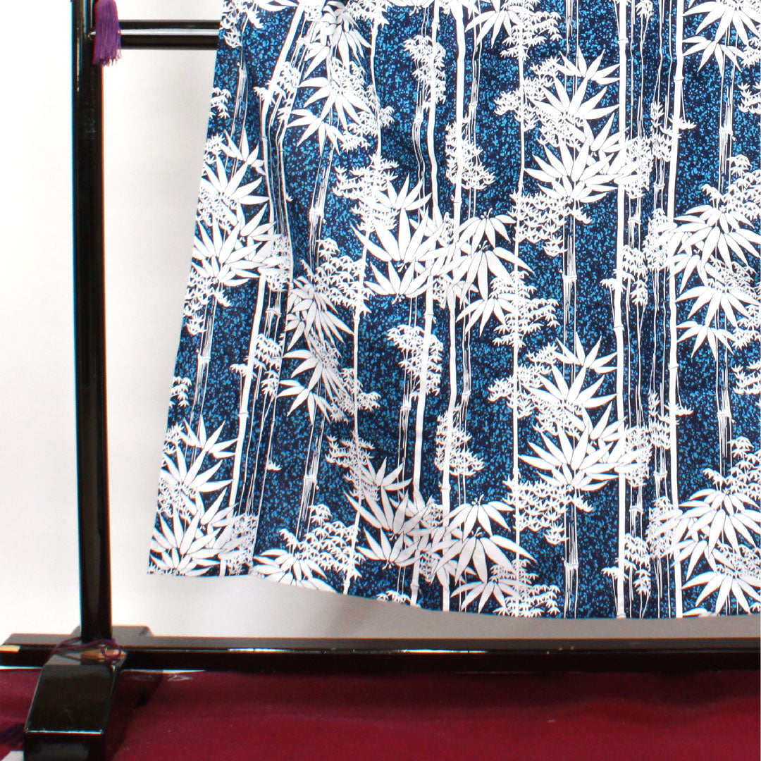 浴衣 濃紺色 竹 木綿 Sランク 単衣 身丈153cm 裄丈62.5cm 紺系 1118003302218