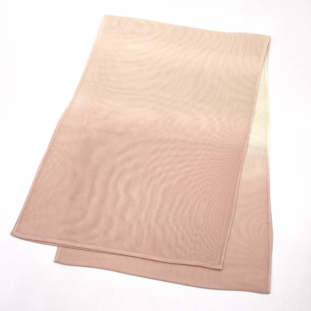 (新古品)帯揚げ 正絹 NEWランク セミフォーマル 乙女色(おとめいろ) 硫黄色(いおういろ) グラデーション 夏物 長さ約180cm 幅約29.5cm ピンク系 1136002211913