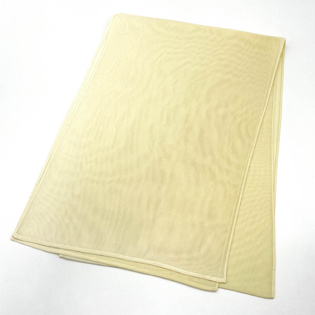 (Like New) Pure Silk Obiage (Sash) - Semi-Formal, Light Egg-Colored, Summer, Gradient, Solid Color, Length: Approx. 180cm, Width: Approx. 29.5cm, Cream-Based, Product Number: 1136002171915