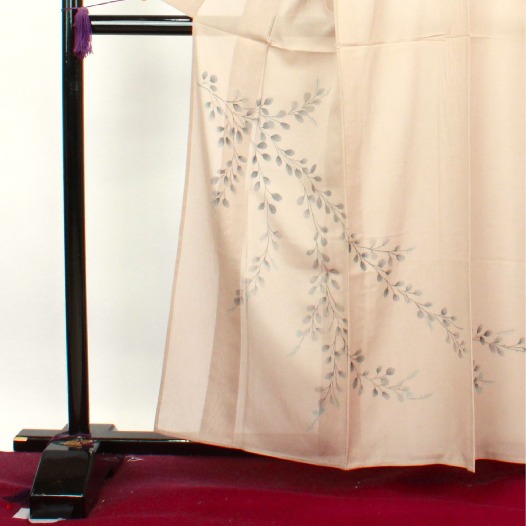 夏物 正絹 訪問着 身丈161.5cm 裄丈64cm 鴇色鼠色(ときいろねずいろ) 萩 紗 Sランク ベージュ系 1132000612425