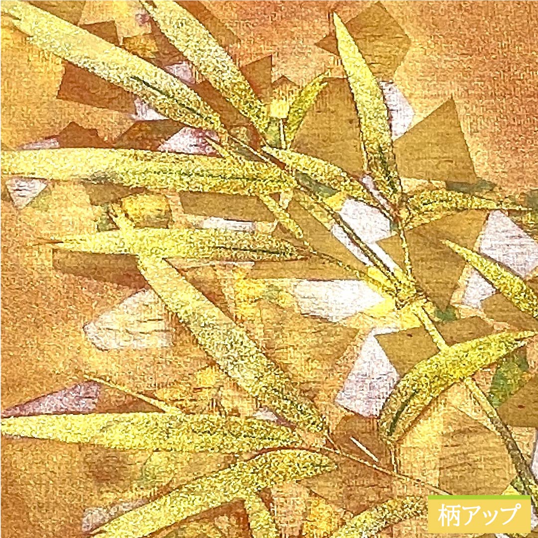 袋帯 銅色(あかがねいろ) 笹 帯丈414cm 正絹 Sランク ポイント柄 セミフォーマル 金系 1123009692321