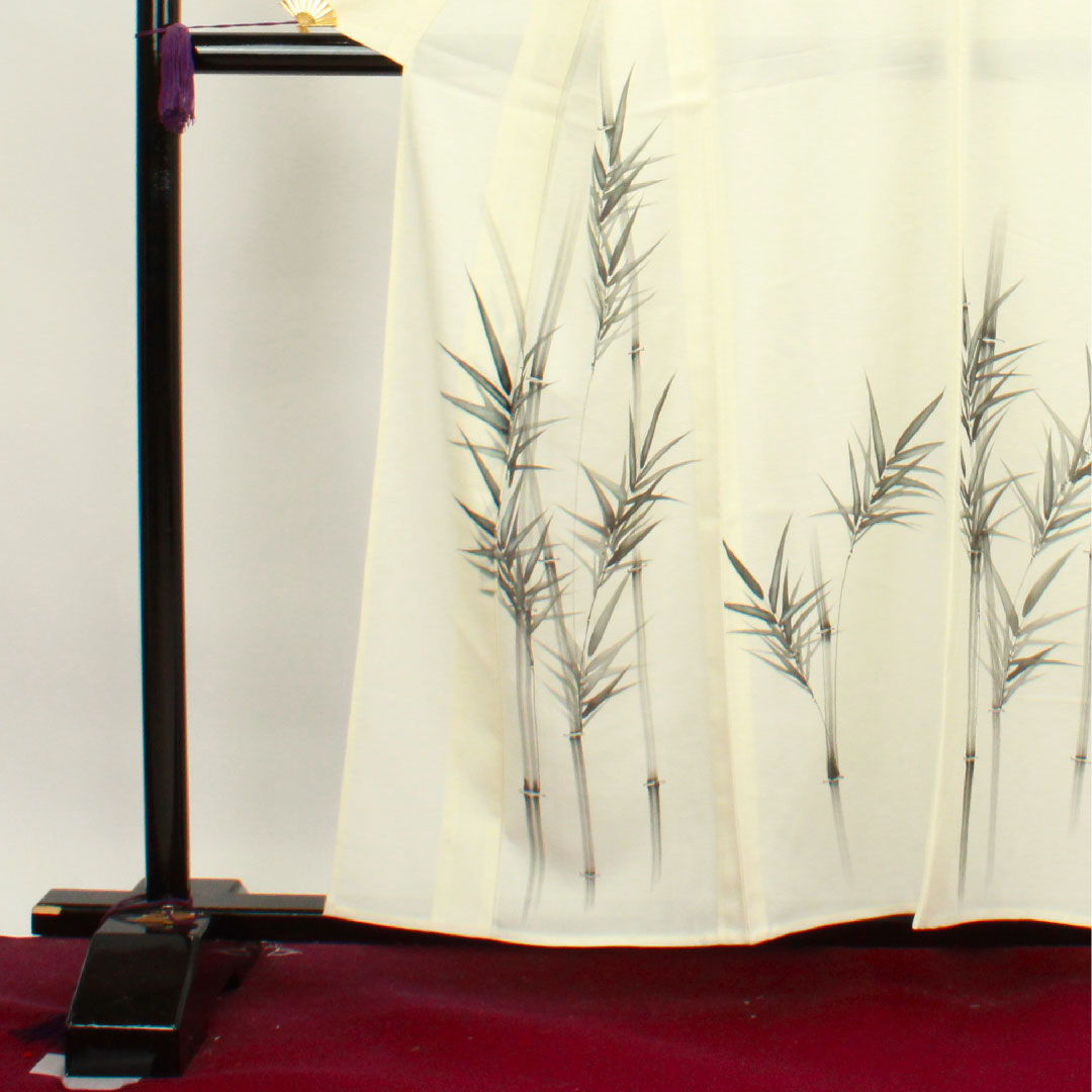 夏物 正絹 訪問着 身丈159cm 裄丈64cm 乳白色(にゅうはくしょく) 竹 絽 Sランク クリーム系 1132000482315