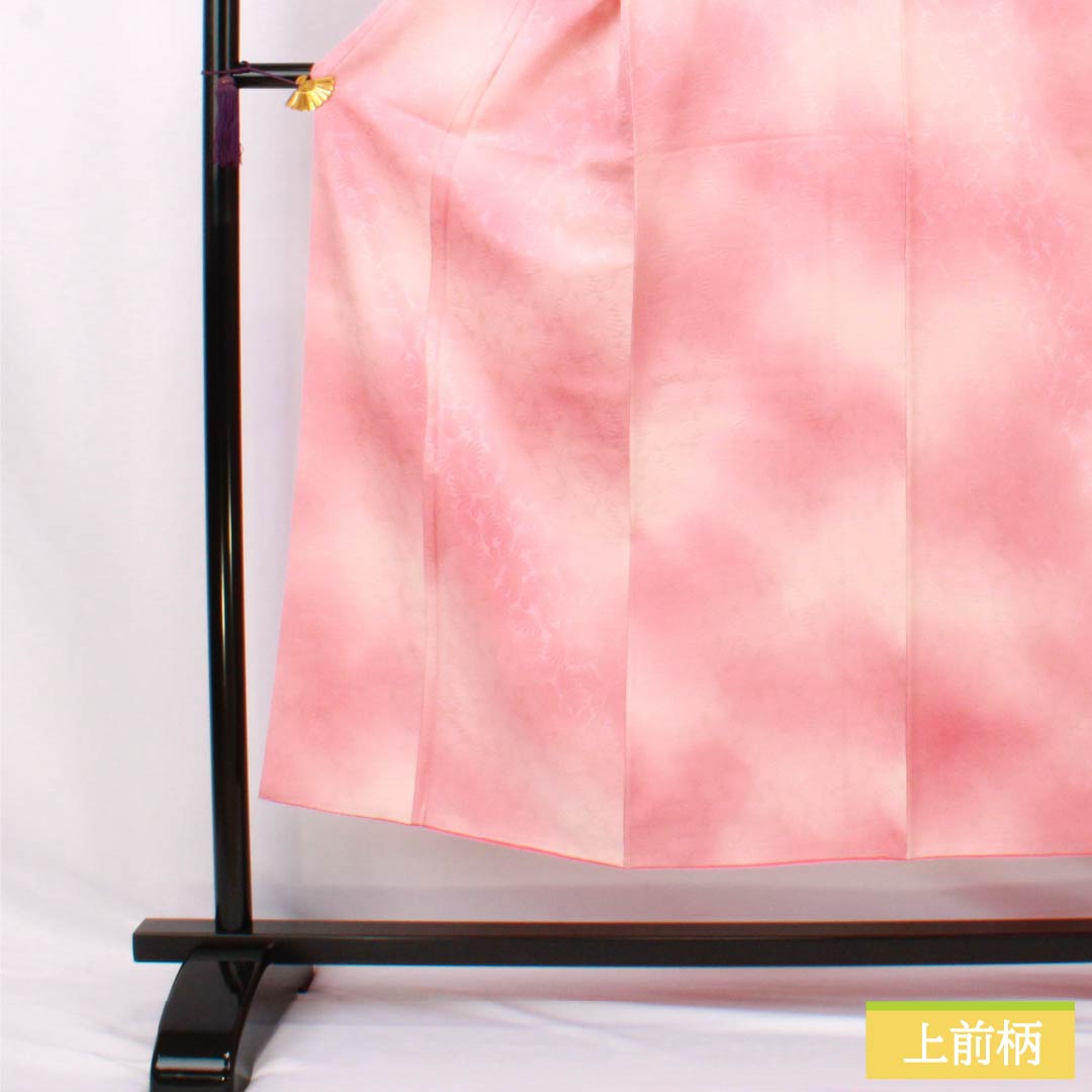色無地 正絹 Bランク 身丈148.5cm 裄丈61.5cm 一重梅色(ひとえうめいろ) 一つ紋 揚羽蝶 ぼかし染め 袷 ピンク系 1114002634113