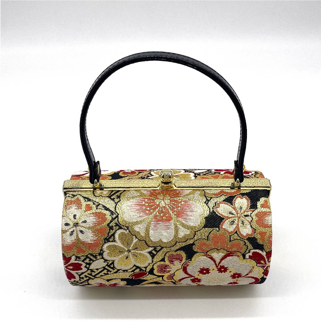 (新古品)草履バックセット フォーマル 黒色(くろいろ) 未使用品 振袖用 桜 Mサイズ 黒系 Sランク 1133000062310